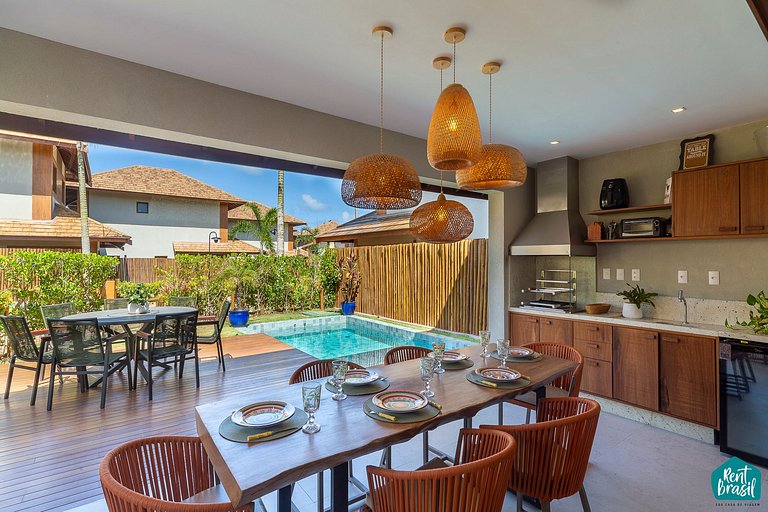 Hermoso bungalow con piscina en Itacimirim